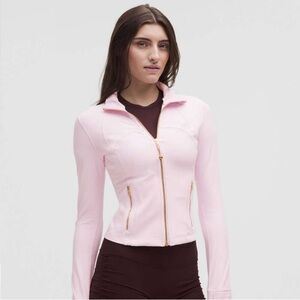 Lululemon Athletica Define Jacket Cropped Pink Organza Gold